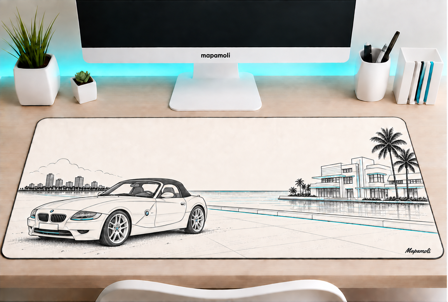 Coastal Road personalised Mapamoli desk mat example
