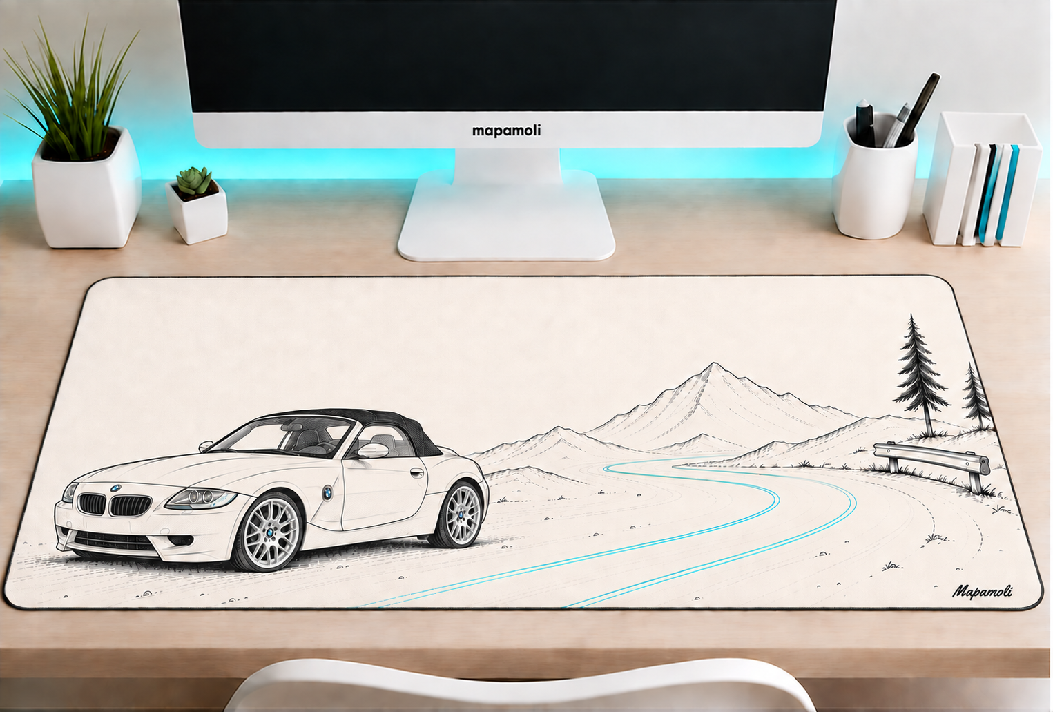Mountain Road personalised Mapamoli desk mat example
