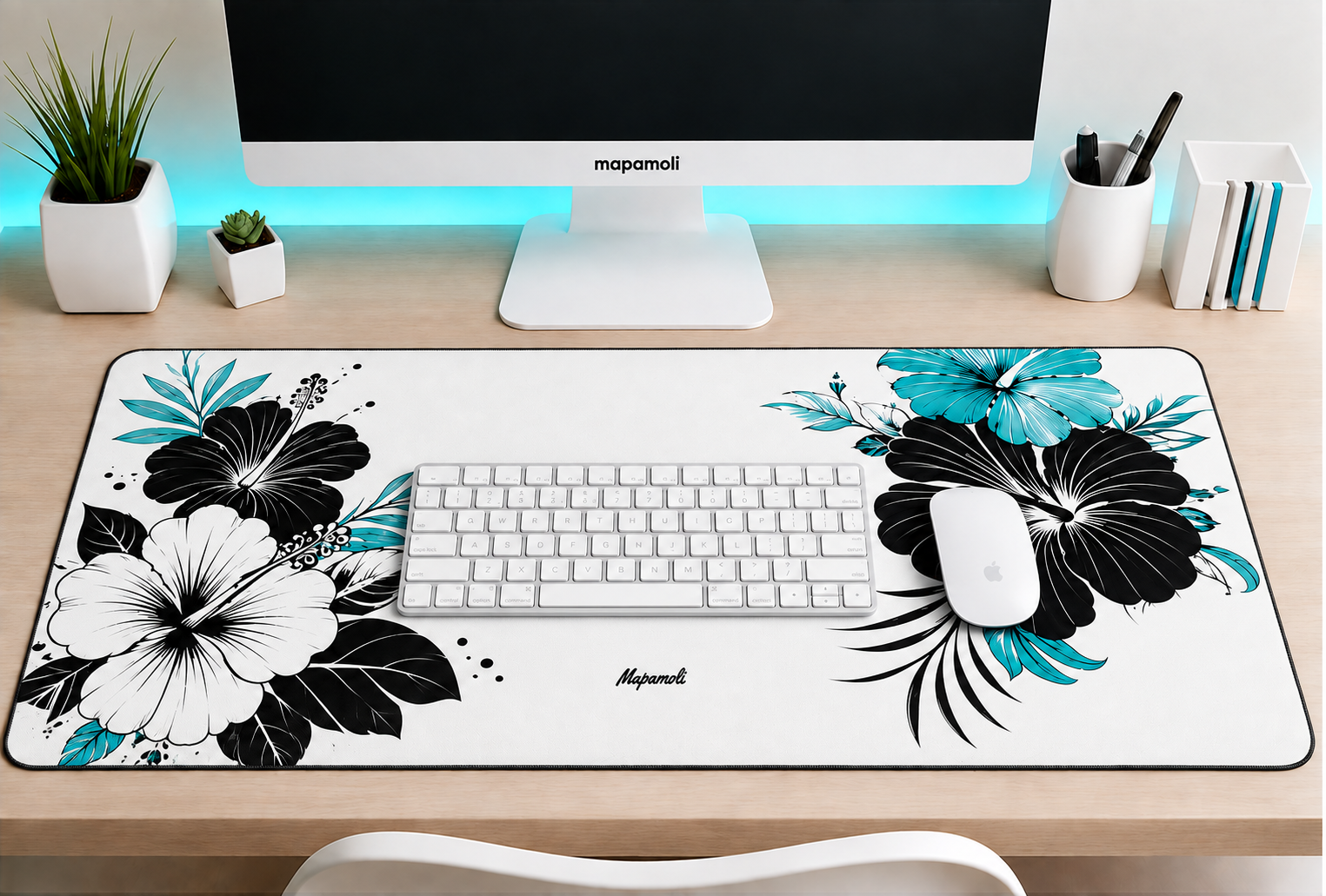 Hibiscus White Mapamoli desk mat